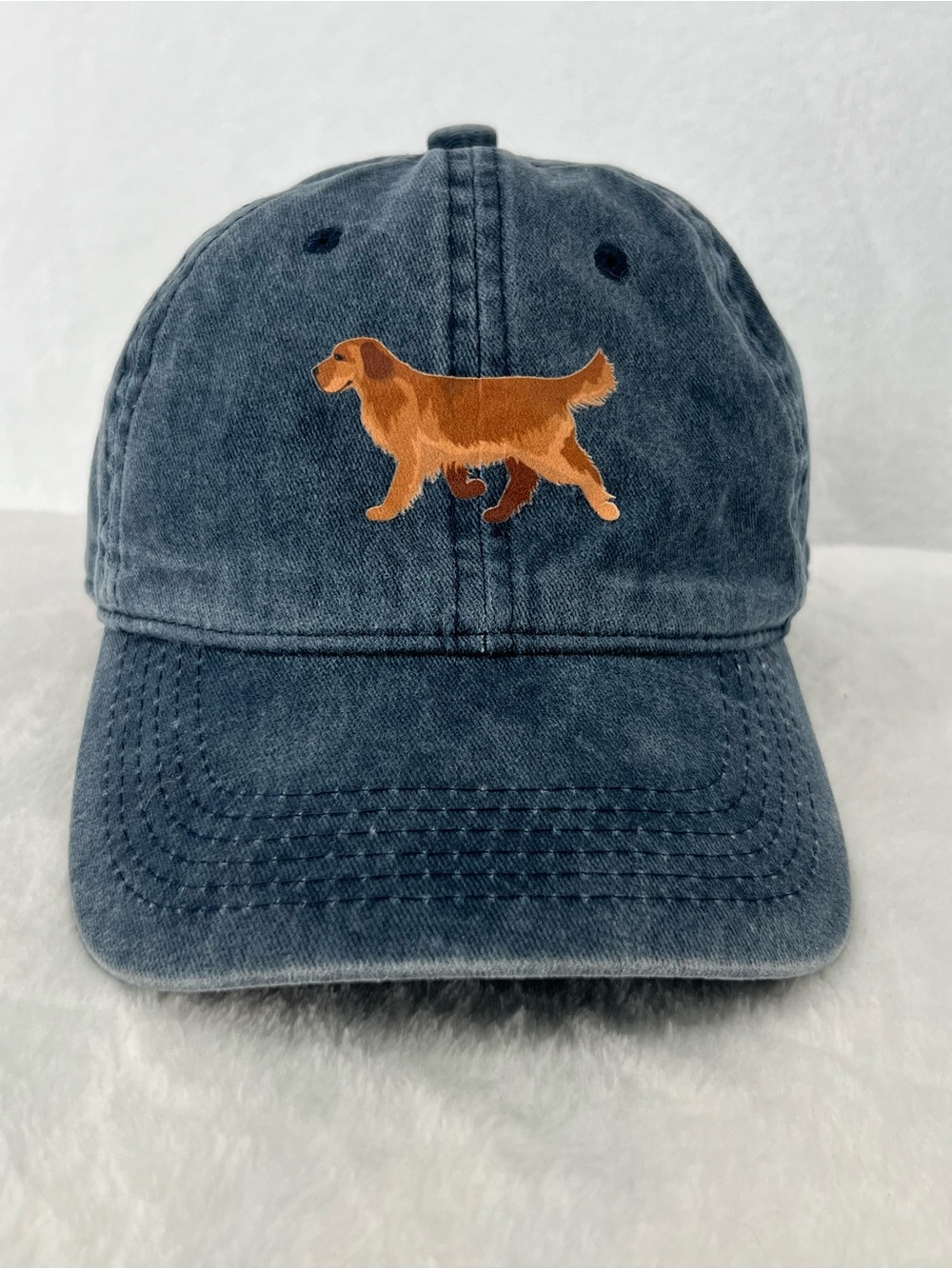 Washed Medium Blue Denim Golden Retriever Cap Thin Soft Flexible Unworn